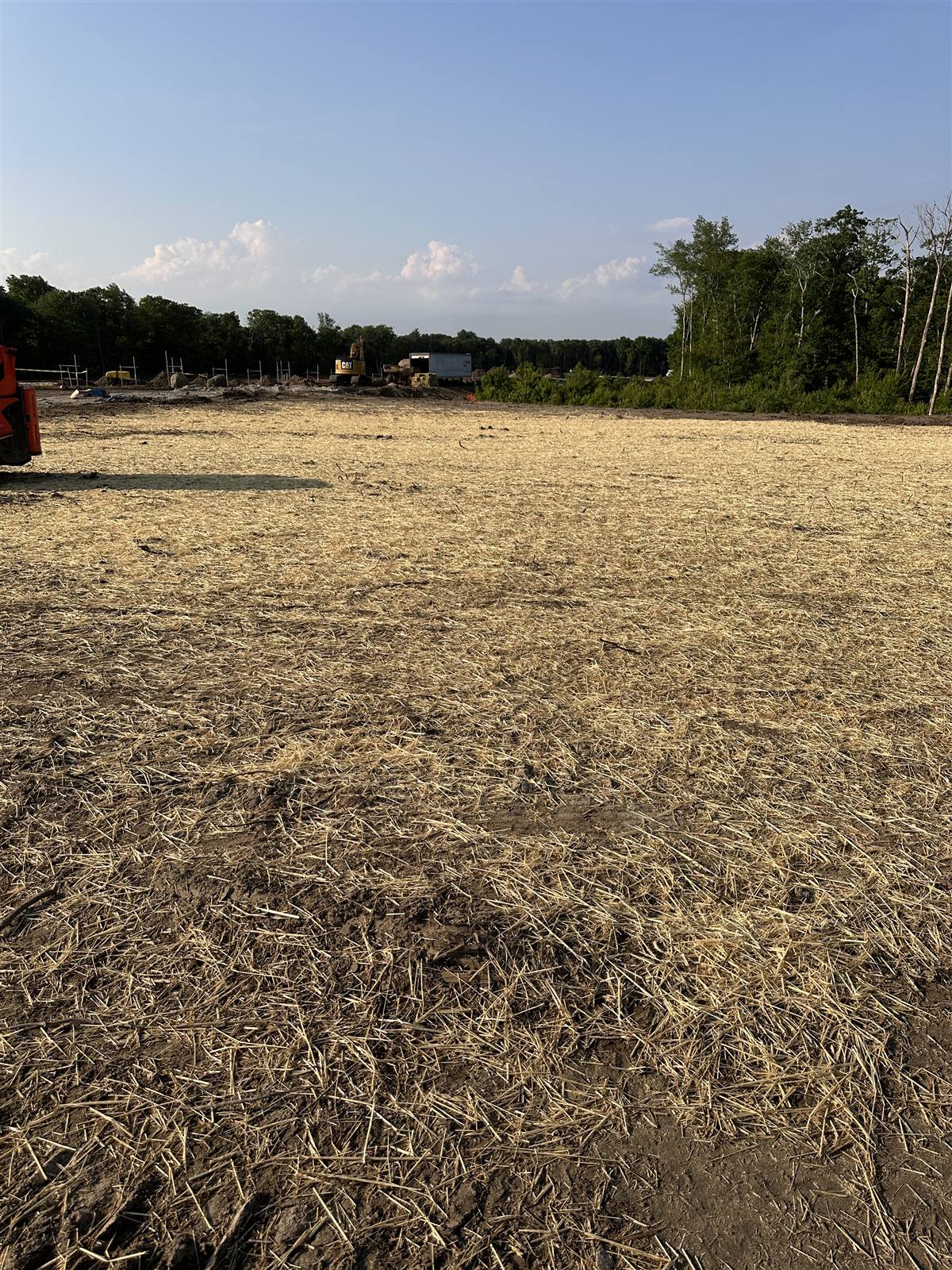Cleared site with equipment tracks